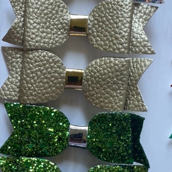 New 15 Pcs PU Leather Hair Bow Girls Glitter Hairpins Hairgrips Sweet Princess - Picture 7 of 8